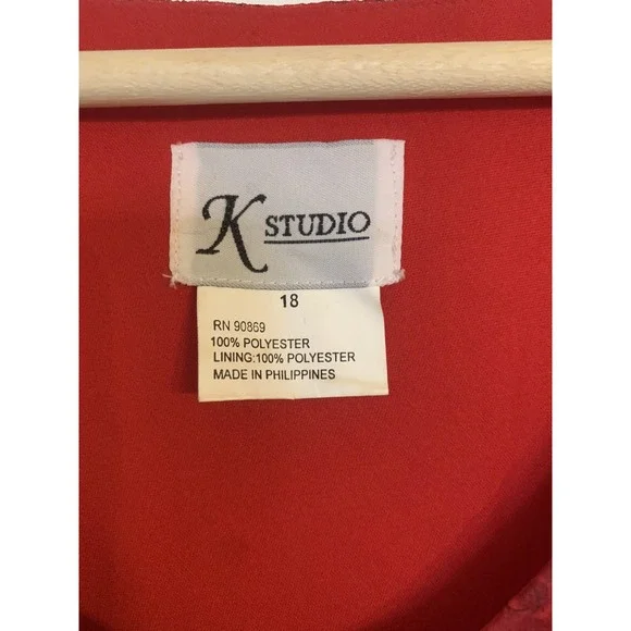 Vintage K Studio Dress Size 16 Red 90s Sleeveless‎ Ankle Length - Picture 3 of 7